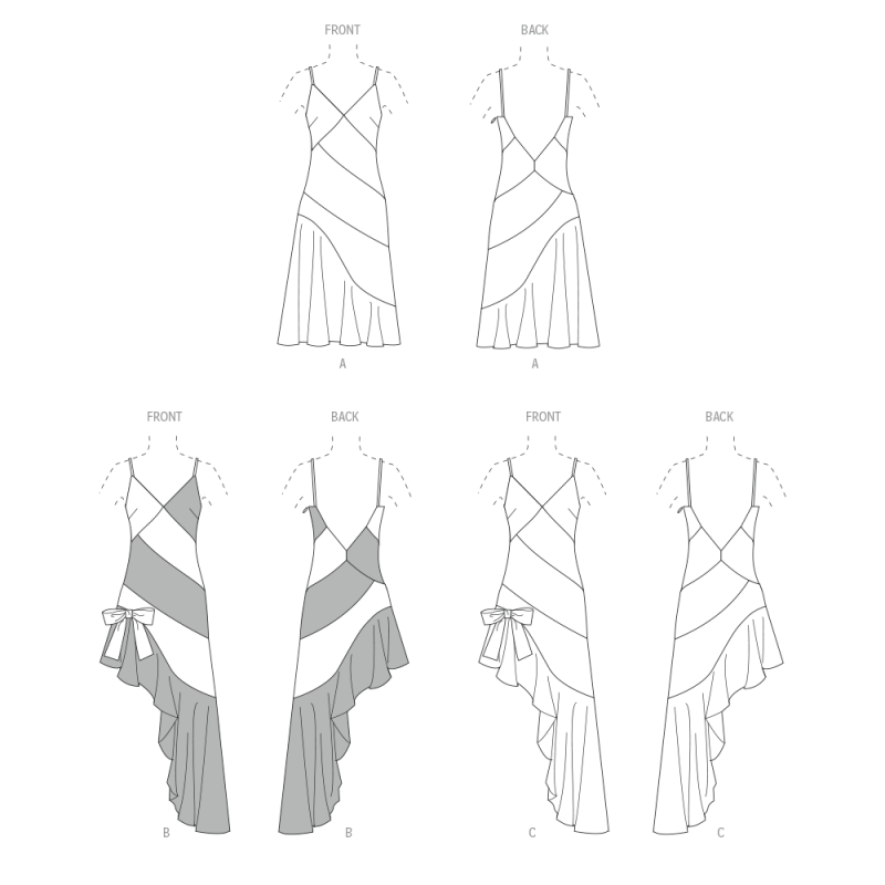 Patron McCall's 8582.K5 (36-44) - Robe ajustée à bretelles spaghetti et jupe biais