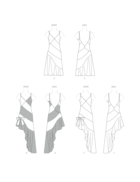 Patron McCall's 8582.K5 (36-44) - Robe ajustée à bretelles spaghetti et jupe biais