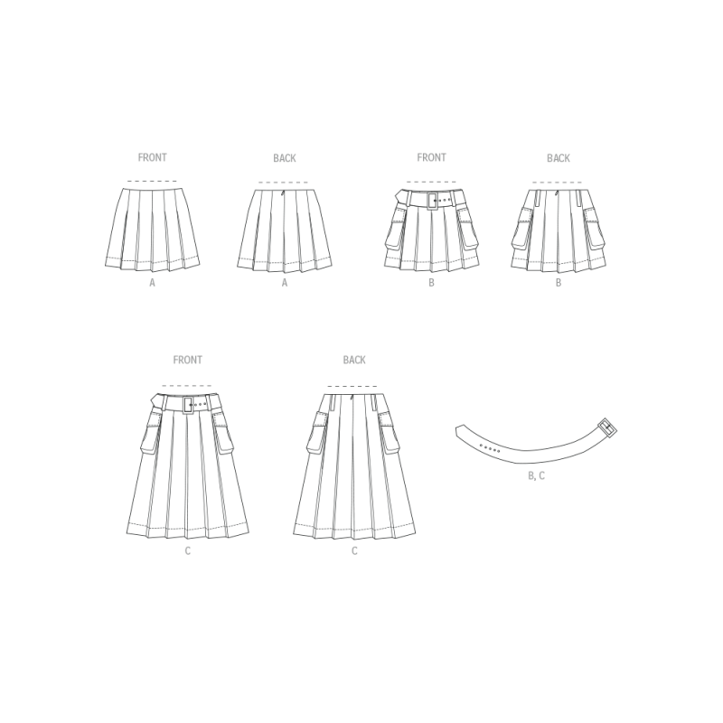 Patron McCall's 8584.K5 (36-44) - Jupe plissée deux longueurs avec ceinture
