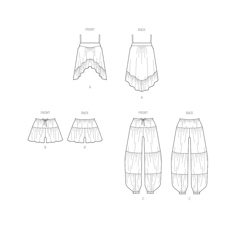 Patron McCall's 8587.A (34-52) - Ensemble top court, shorts et pantalon ballon