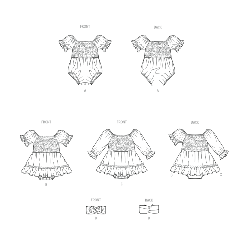 Patron McCall's 8591.A (1-18) - Barboteuse bébé et robes