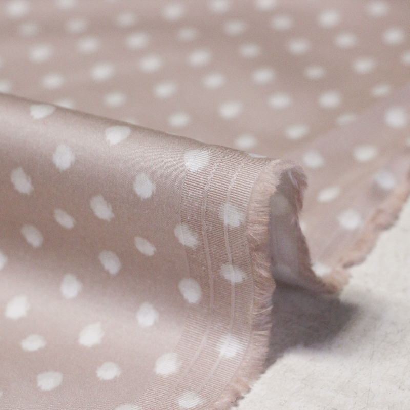 Satin coton & élasthanne - Pois tacheté fond rose