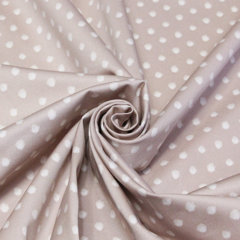 Satin coton & élasthanne - Pois tacheté fond rose