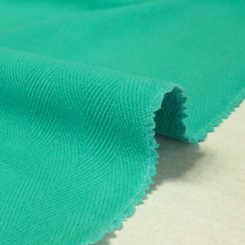 Drap de laine double épaisseur herringbone "Duffle coat" - Menthe