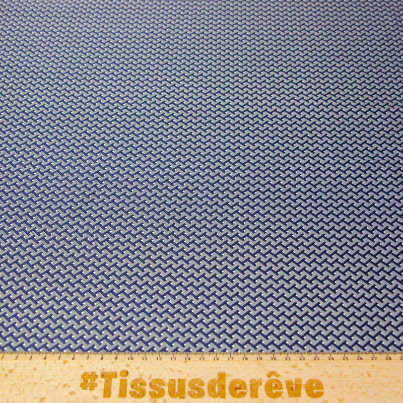 Jacquard 100% soie - Entrelacs bleu marine et gris