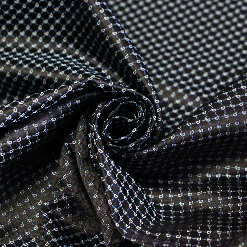Jacquard 100% soie - Cachemire blanc fond marron