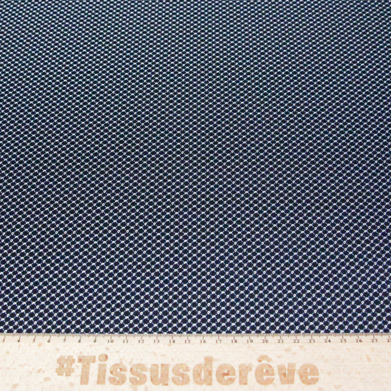 Jacquard 100% soie - Cachemire blanc fond bleu