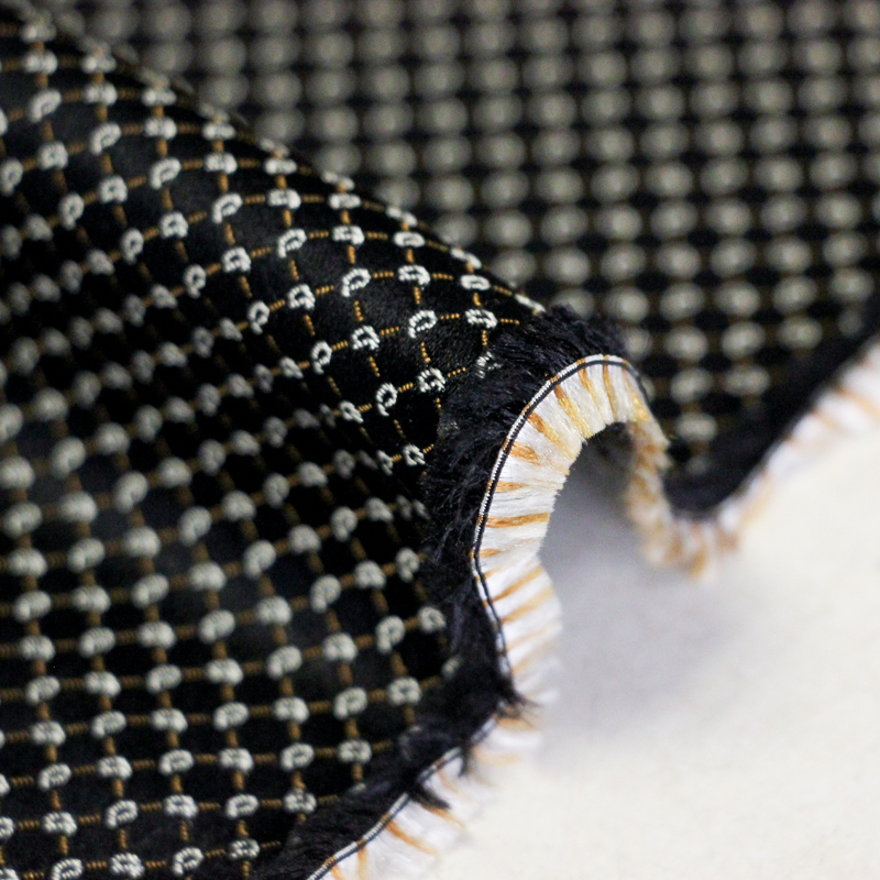 Jacquard 100% soie - Cachemire blanc fond noir
