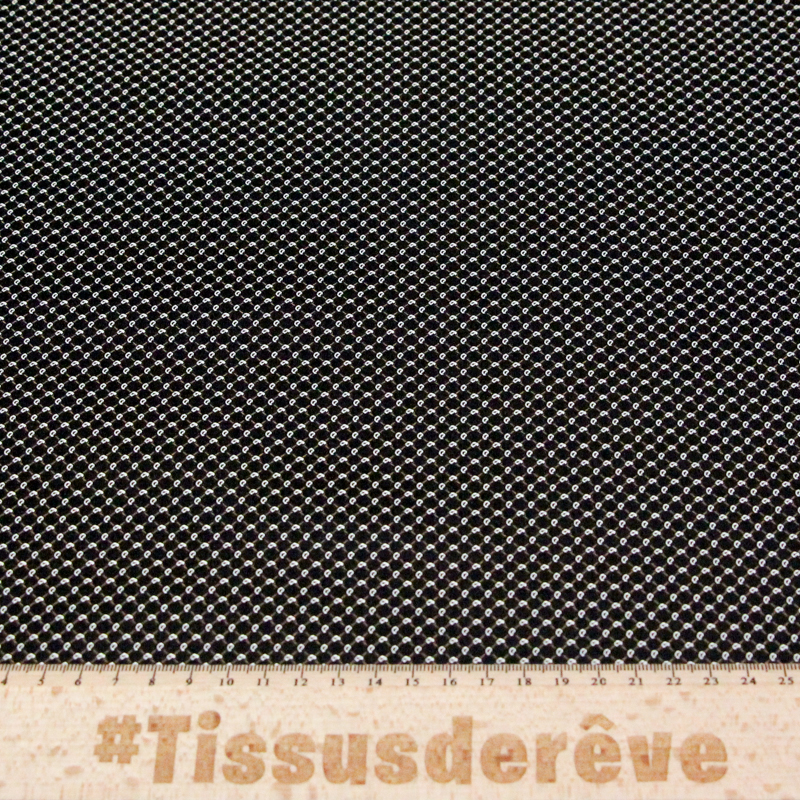 Jacquard 100% soie - Cachemire blanc fond noir