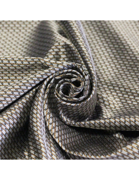 Jacquard 100% soie - Cachemire blanc fond noir