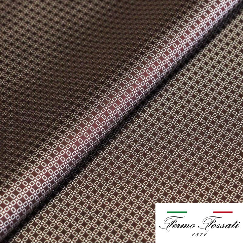 Jacquard 100% soie - Chaîne rectangulaire blanc fond bordeaux