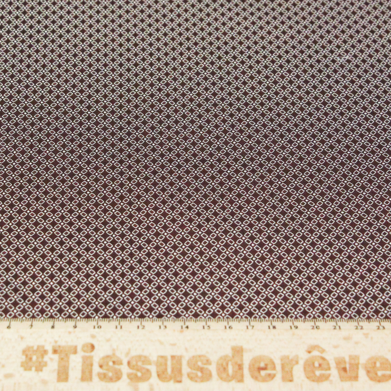 Jacquard 100% soie - Chaîne rectangulaire blanc fond bordeaux