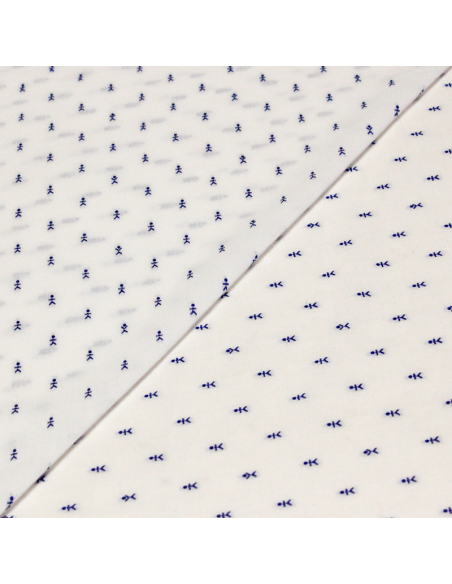 Toile de coton brdoée - Bonhomme bleu