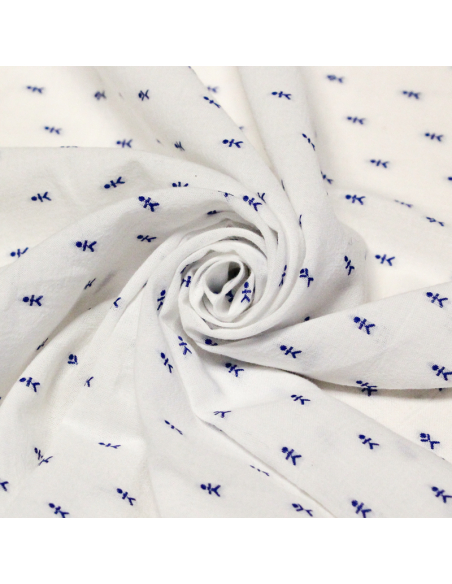 Toile de coton brdoée - Bonhomme bleu