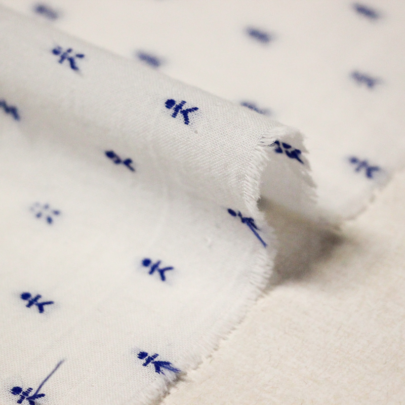 Toile de coton brdoée - Bonhomme bleu