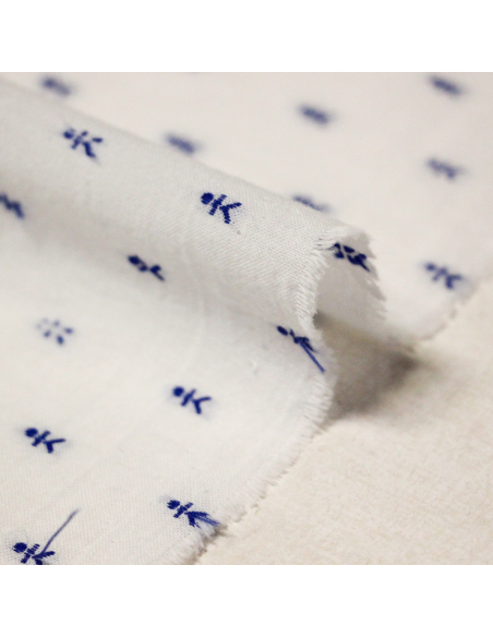 Toile de coton brdoée - Bonhomme bleu