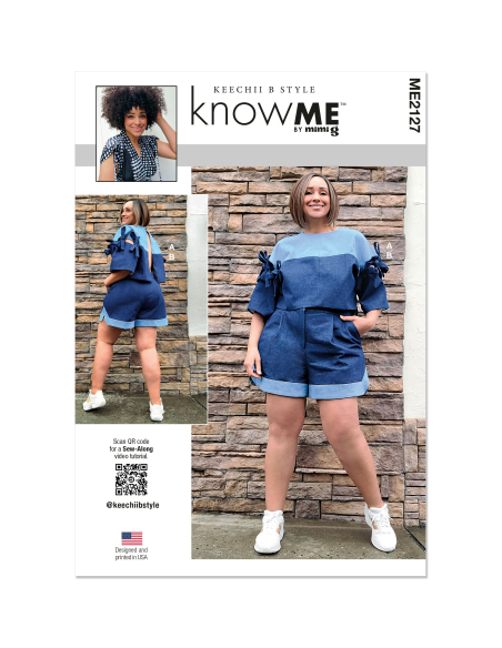 Patron KnowMe 2127.AA (38-46) - Top & Shorts manches kimono