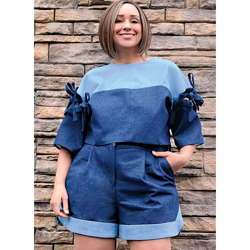 Patron KnowMe 2127.AA (38-46) - Top & Shorts manches kimono