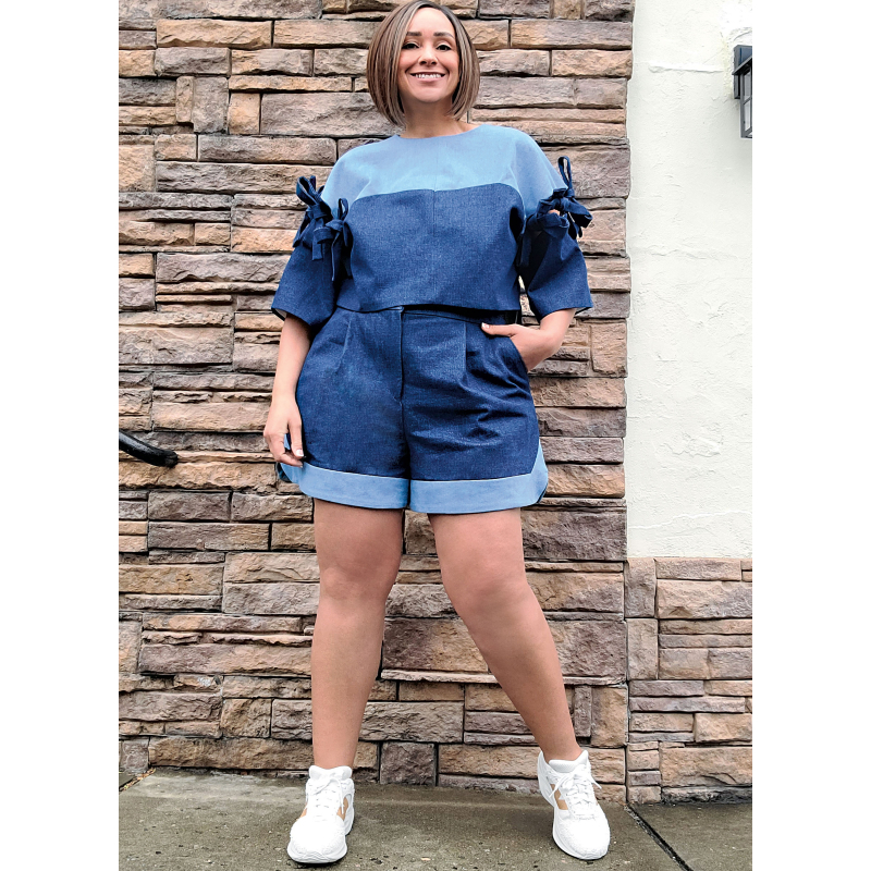 Patron KnowMe 2127.AA (38-46) - Top & Shorts manches kimono