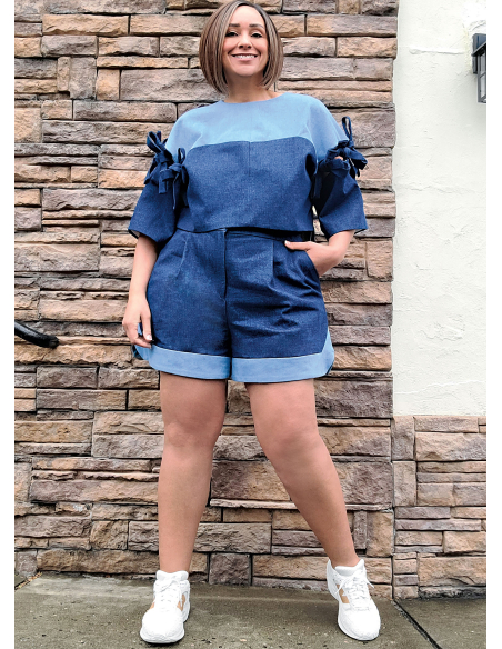 Patron KnowMe 2127.AA (38-46) - Top & Shorts manches kimono