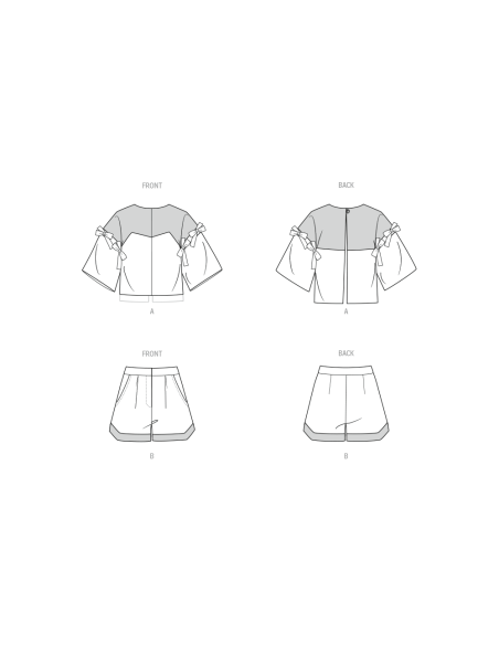 Patron KnowMe 2127.AA (38-46) - Top & Shorts manches kimono