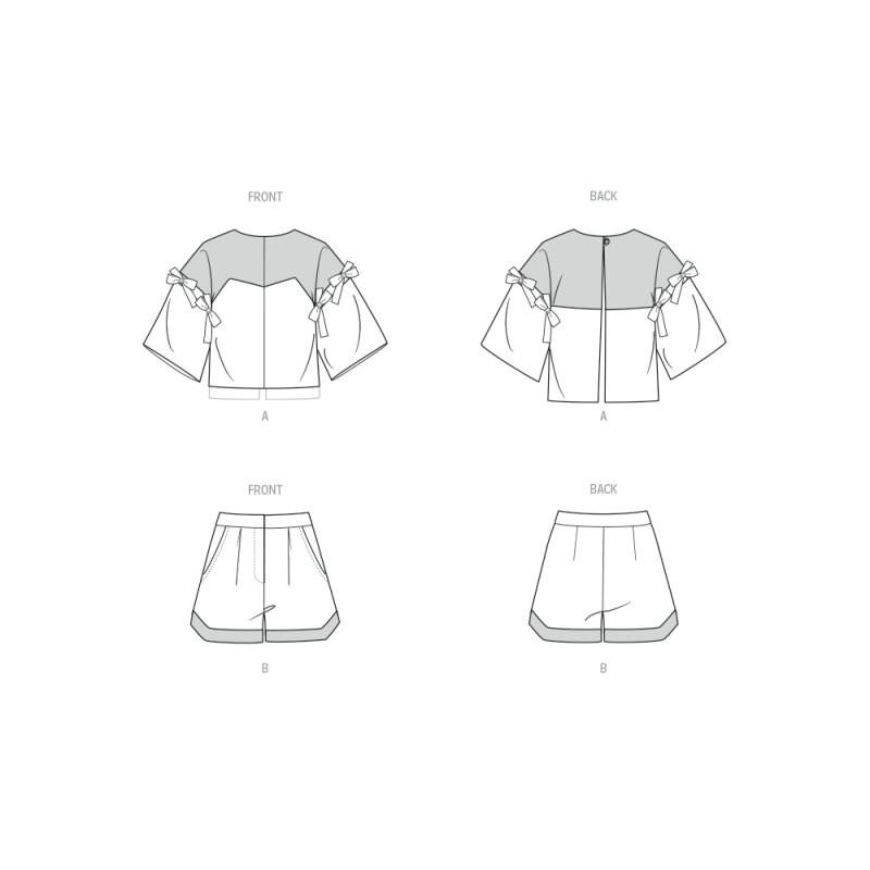 Patron KnowMe 2127.BB (48-56) - Top & Shorts manches kimono