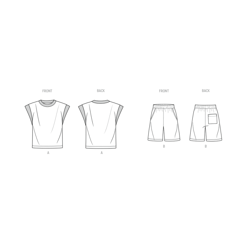 Patron KnowMe 2130.A (46-64) - Top et Shorts Homme