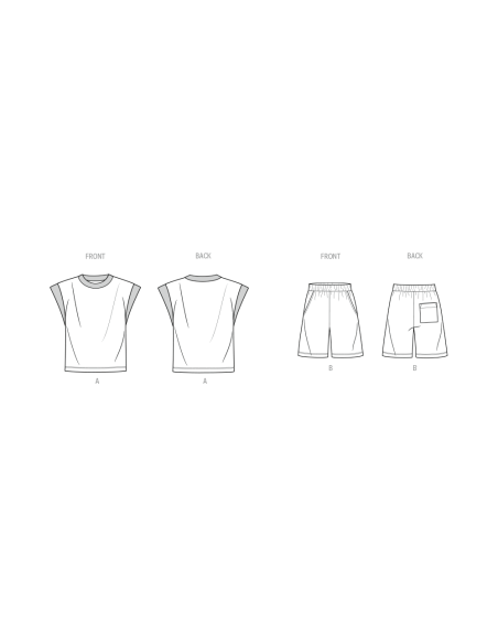 Patron KnowMe 2130.A (46-64) - Top et Shorts Homme