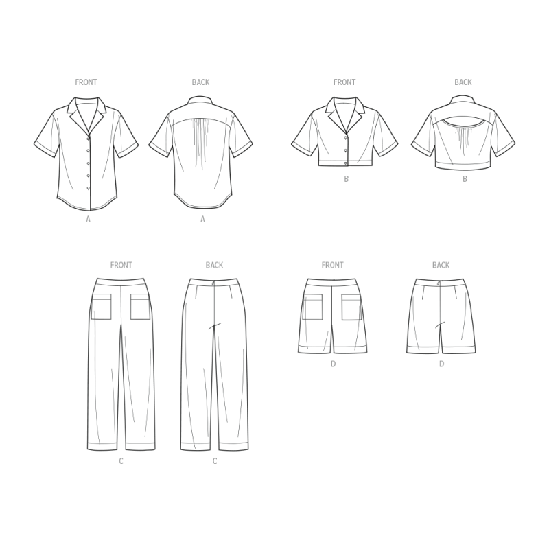 Patron New Look 6802 - Chemise, Pantalon & Short