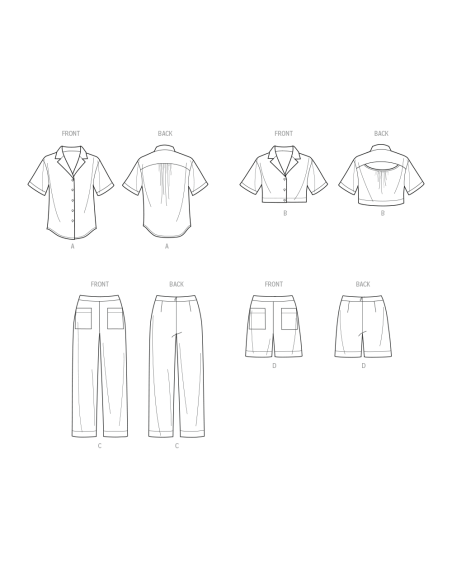 Patron New Look 6802 - Chemise, Pantalon & Short