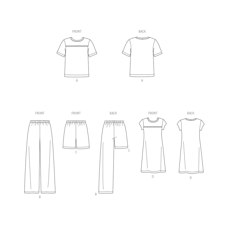Patron New Look 6805 - Pyjama unisexe & chemise-robe de nuit