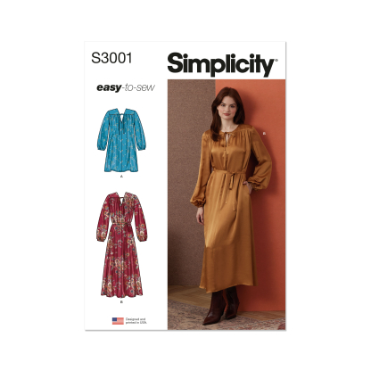 Patron Simplicity 3001.Y5 (46-54) - Robes à encolure en V