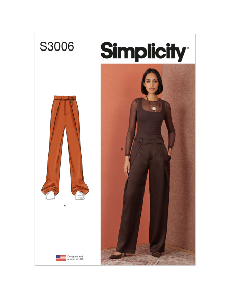 Patron Simplicity 3006.Y5 (46-54) - Pantalon wrap avant, ceinture & poches