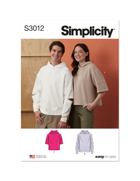 Patron Simplicity 3012.A (34-54) - Veste longue à col cranté et poches plaquées