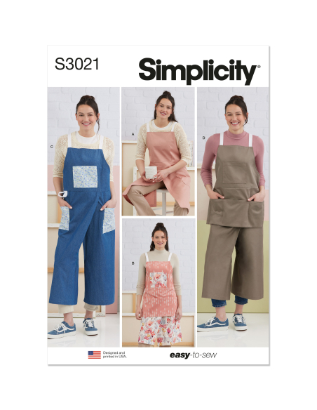 Patron Simplicity 3021.A (34-52) - Tablier & pantalon tablier pour femmes
