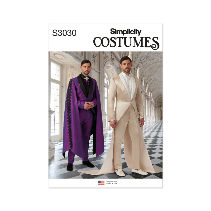 Patron Simplicity 3030.AA (44-52) - Costume homme dramatique : veste longue & pantalon