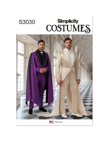 Patron Simplicity 3030.AA (44-52) - Costume homme dramatique : veste longue & pantalon