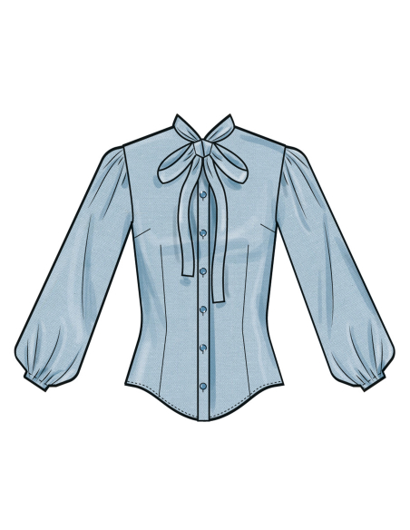 Patron Simplicity 3032.K5 (36-44) - Blouse boutonnée devant avec cols et manches variés