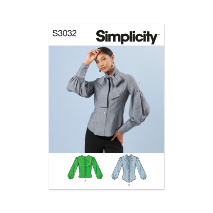 Patron Simplicity 3032.Y5 (46-54) - Blouse boutonnée devant avec cols et manches variés