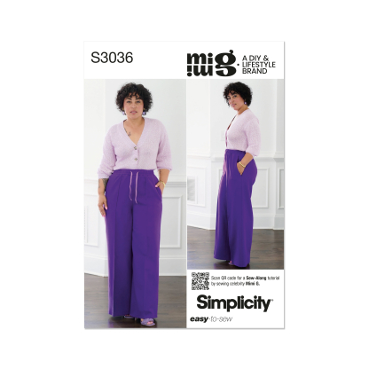 Patron Simplicity 3036.Y5 (46-54) - Pantalon jogger pintucks, poches latérales