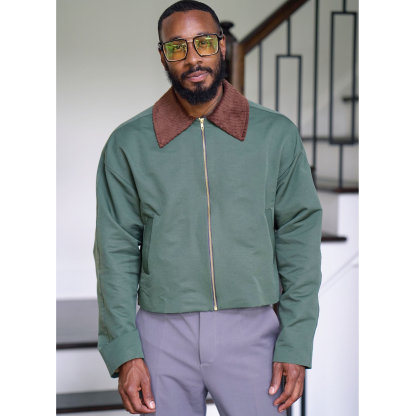 Patron Simplicity 3038.A (36-54) - Veste homme ample à zip & col contrastant 2