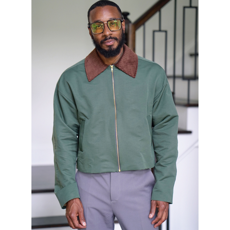 Patron Simplicity 3038.A (36-54) - Veste homme ample à zip & col contrastant