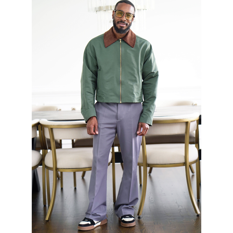 Patron Simplicity 3038.A (36-54) - Veste homme ample à zip & col contrastant