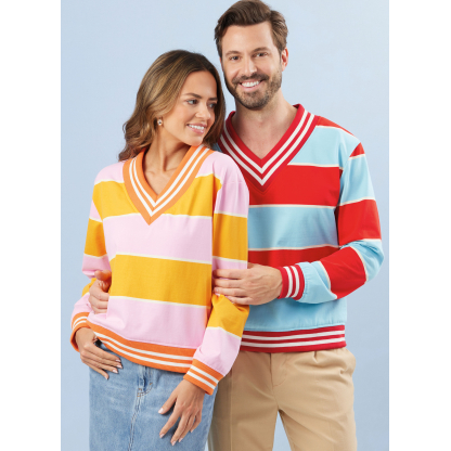 Patron Simplicity 3040.A (34-54) - Unisex Veste & Tops côte contrastante 2