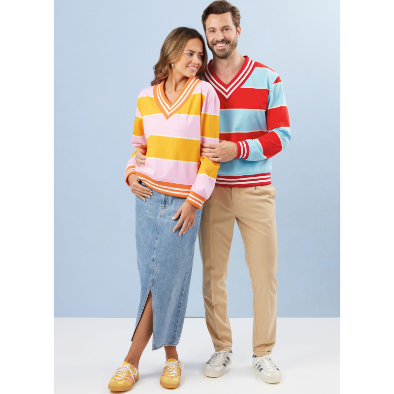 Patron Simplicity 3040.A (34-54) - Unisex Veste & Tops côte contrastante