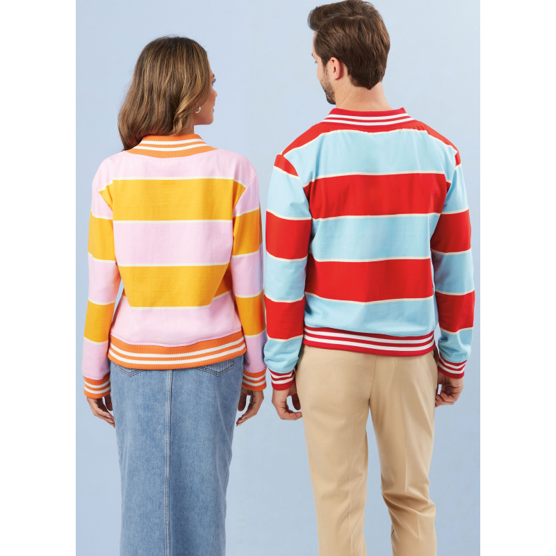 Patron Simplicity 3040.A (34-54) - Unisex Veste & Tops côte contrastante