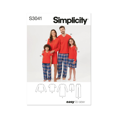 Patron Simplicity 3041.A (34-52) - Ensemble lounge : shorts, pantalons & top/tunique tricotée