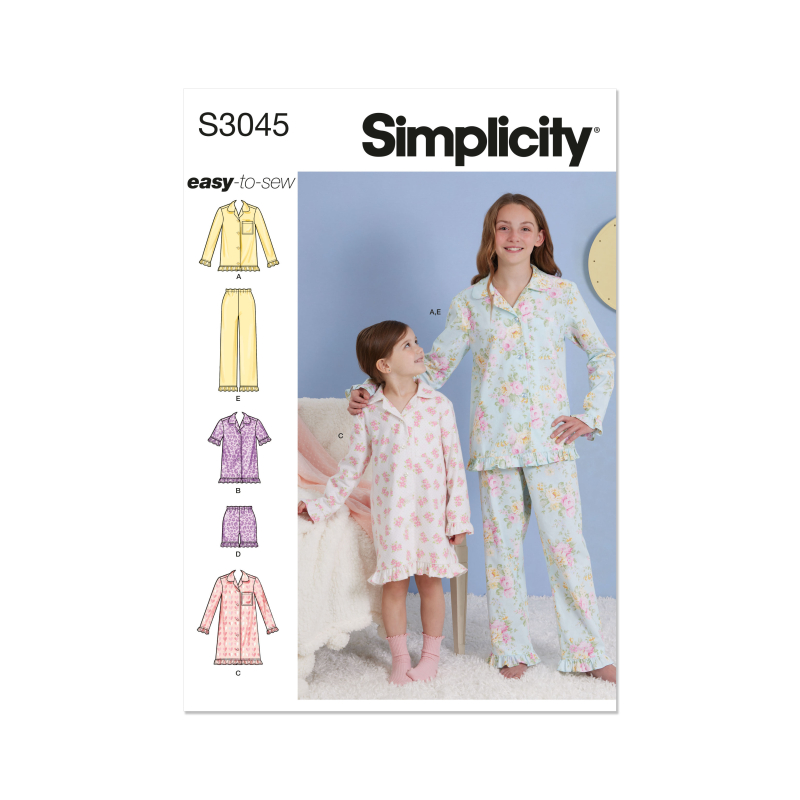 Patron Simplicity 3045.HH (3-6) - Ensemble lounge enfant : hauts, robe, shorts & pantalons