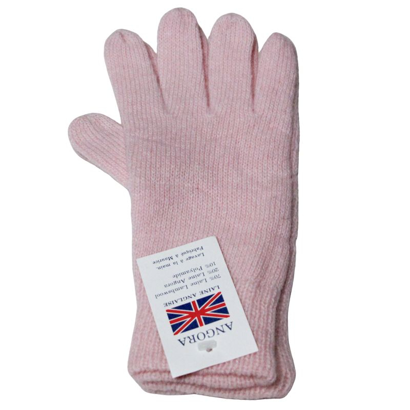 Gants laine & Angora - Rose (Taille S)