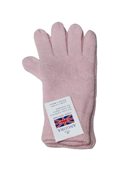 Gants laine & Angora - Rose (Taille S)